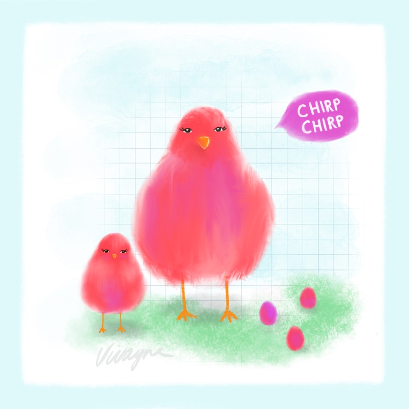Vivayne chirp chirp pink mother baby birdies